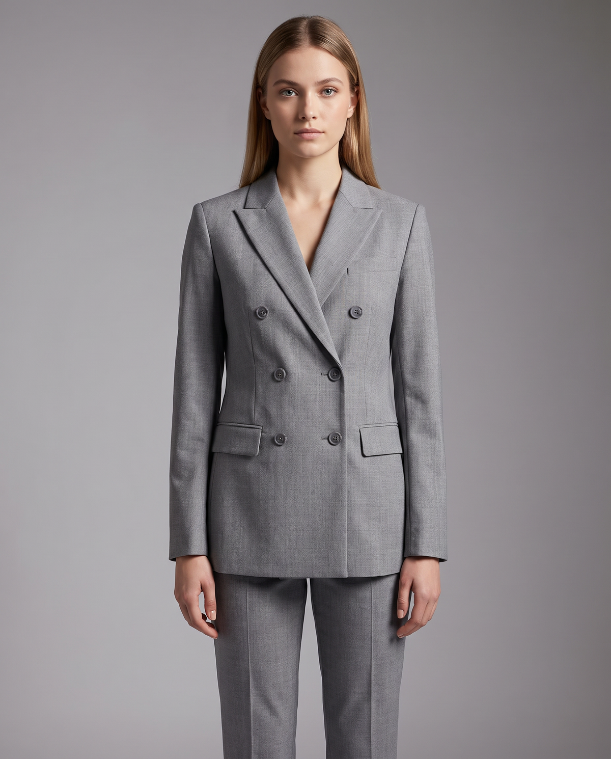 Tailleur double boutonnage vue face HD